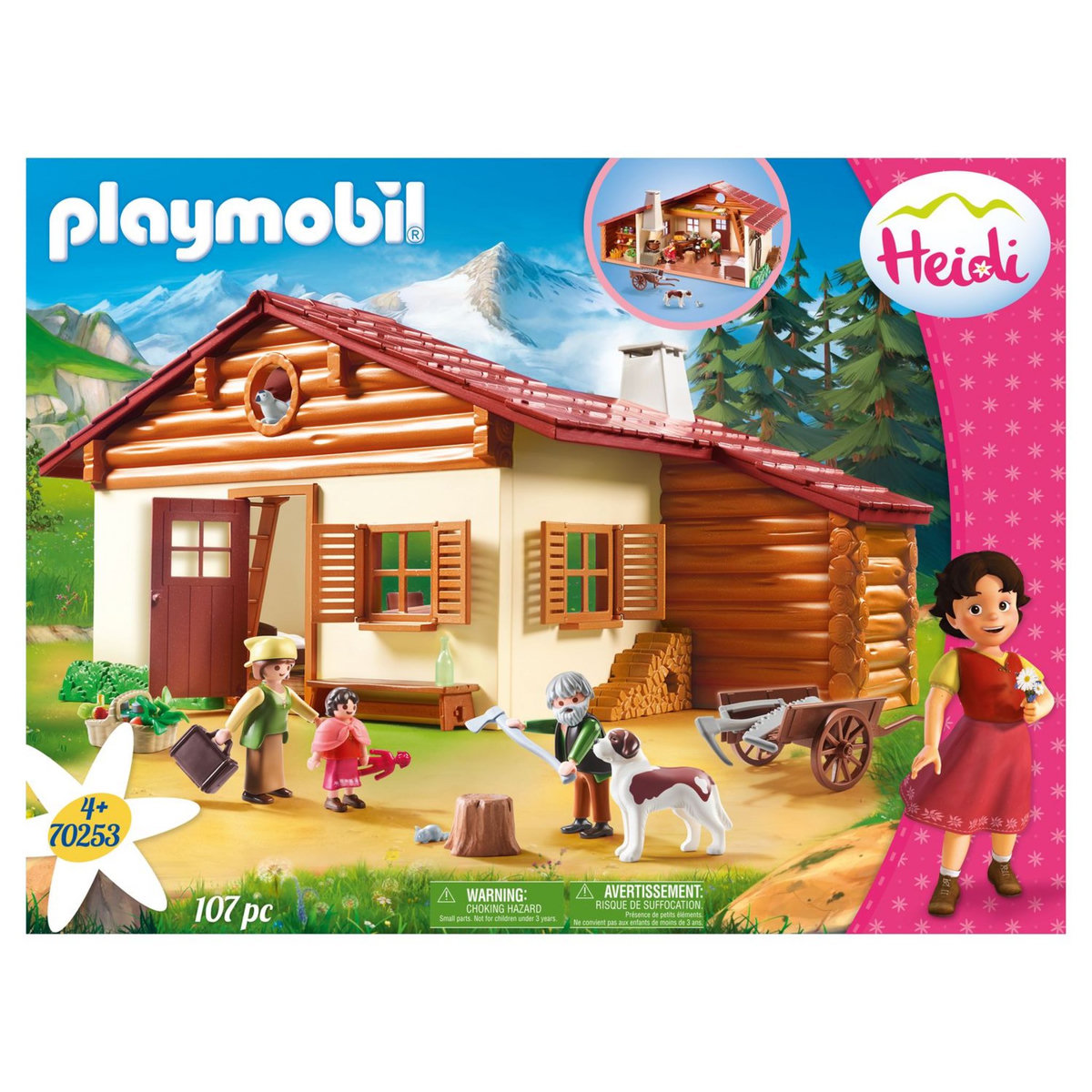 PLAYMOBIL 70253 - Heidi - Heidi avec grand-père et chalet