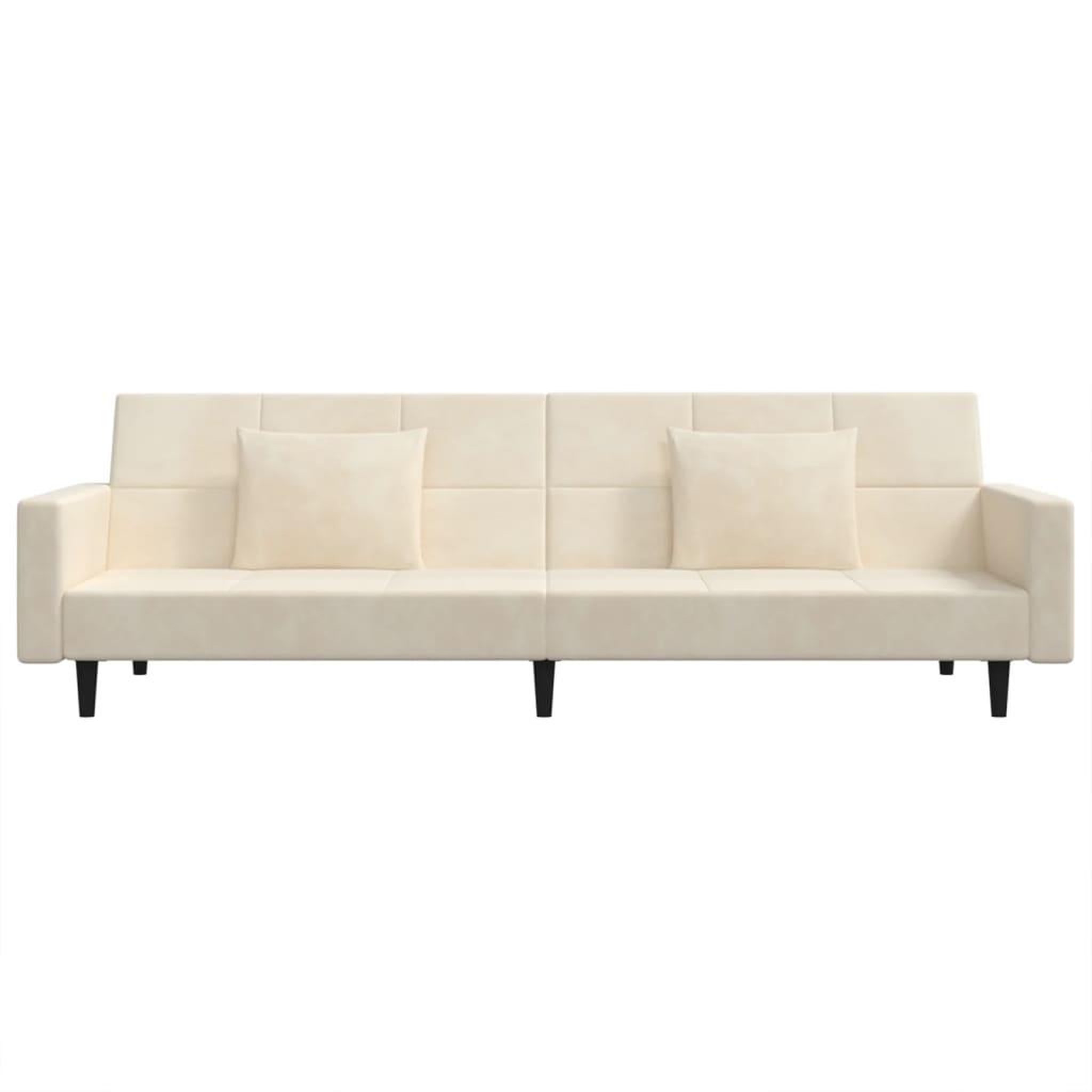 Voir la diapositive 5 : VIDAXL Canape-lit a 2 places avec deux oreillers creme velours