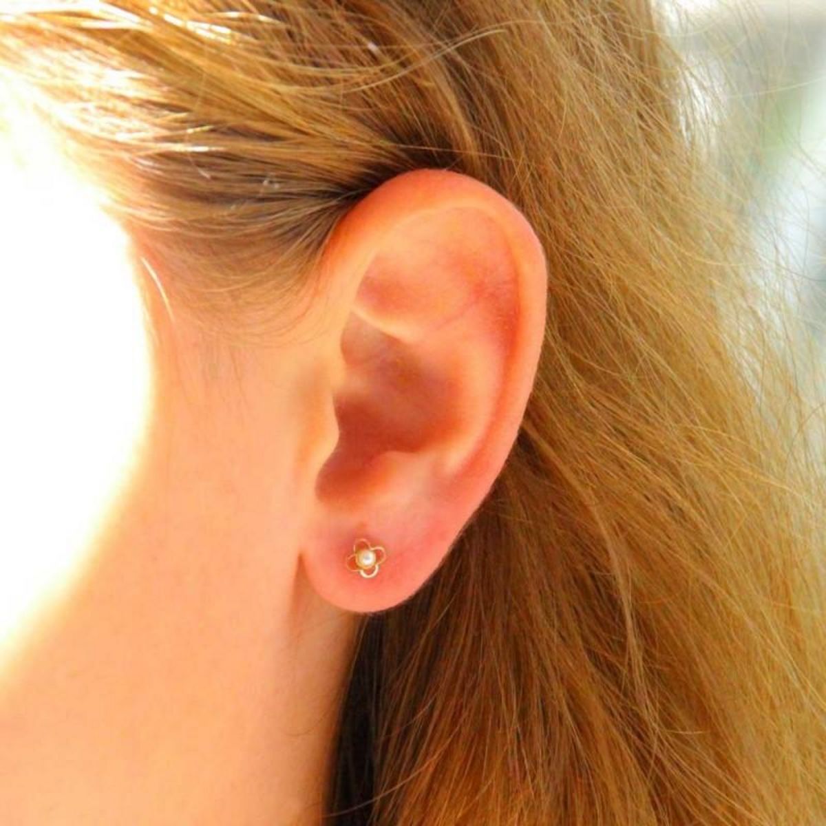 L'ATELIER D'AZUR Boucles d'Oreilles Or 18 Carats 750/000 Jaune - Perles de Culture - Motif Trèfle