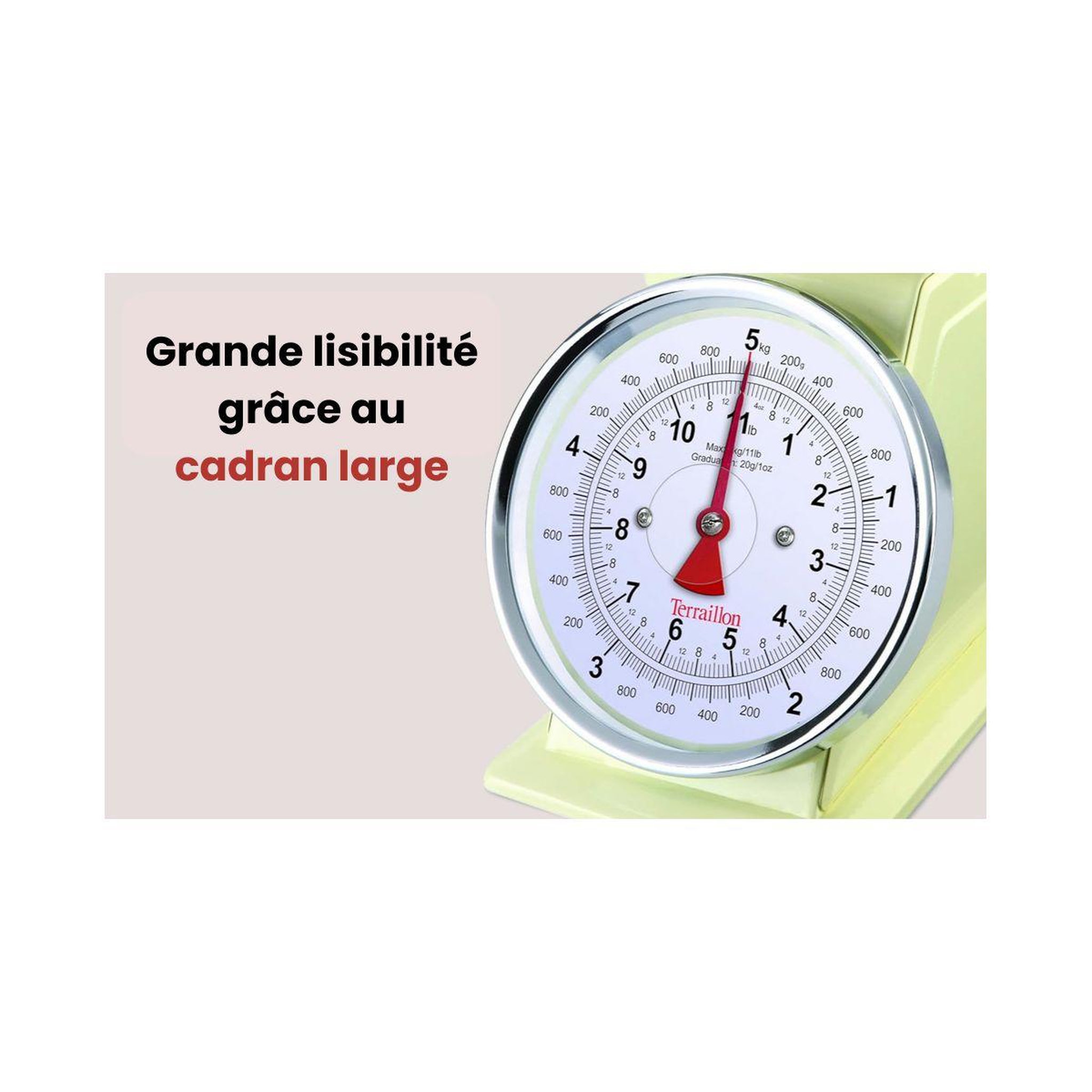Voir la diapositive 4 : Terraillon Balance de cuisine tradition 500 crème