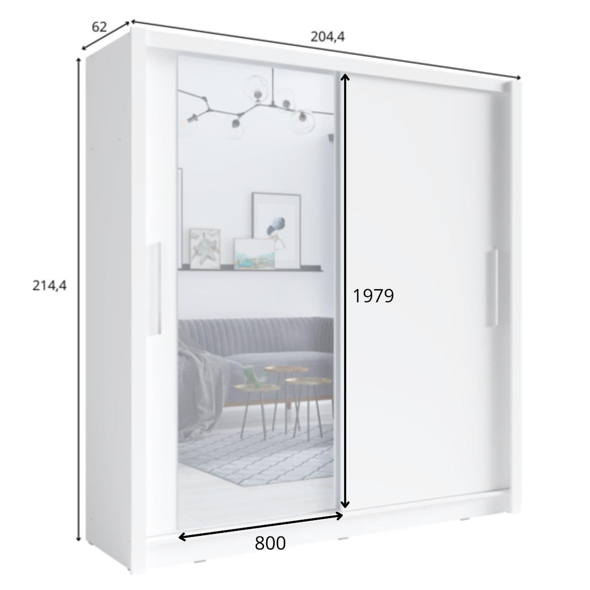 Voir la diapositive 4 : JLC KREATION Armoire moderne grise 2 portes coulissantes 205cm ulric