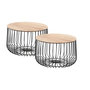 Voir la diapositive 1 : IDIMEX Lot de 2 tables d'appoint PADOVA, en métal noir et décor bois naturel