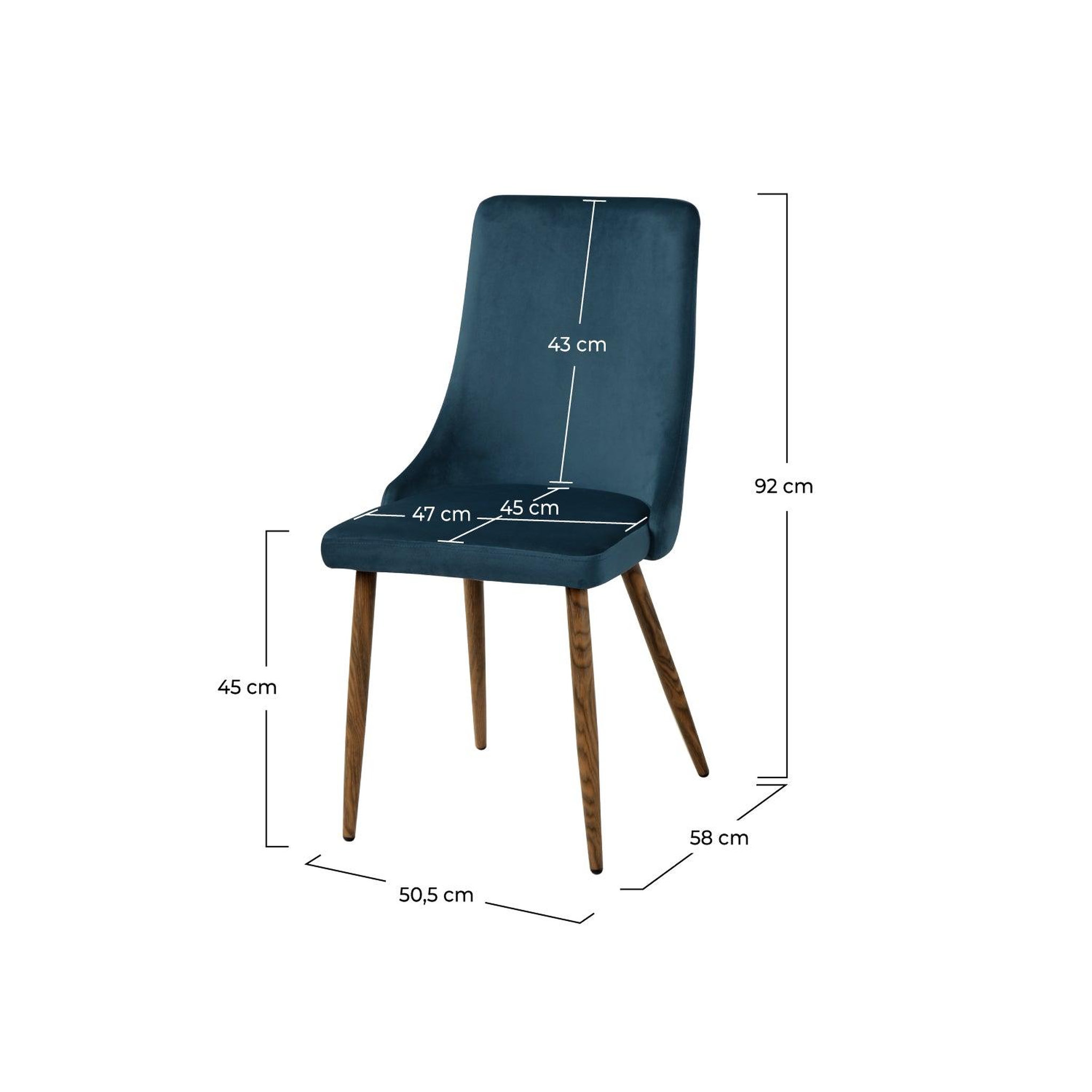 Voir la diapositive 4 : MAISON PAVANE Lot de 2 chaises en velours bleu-vinni