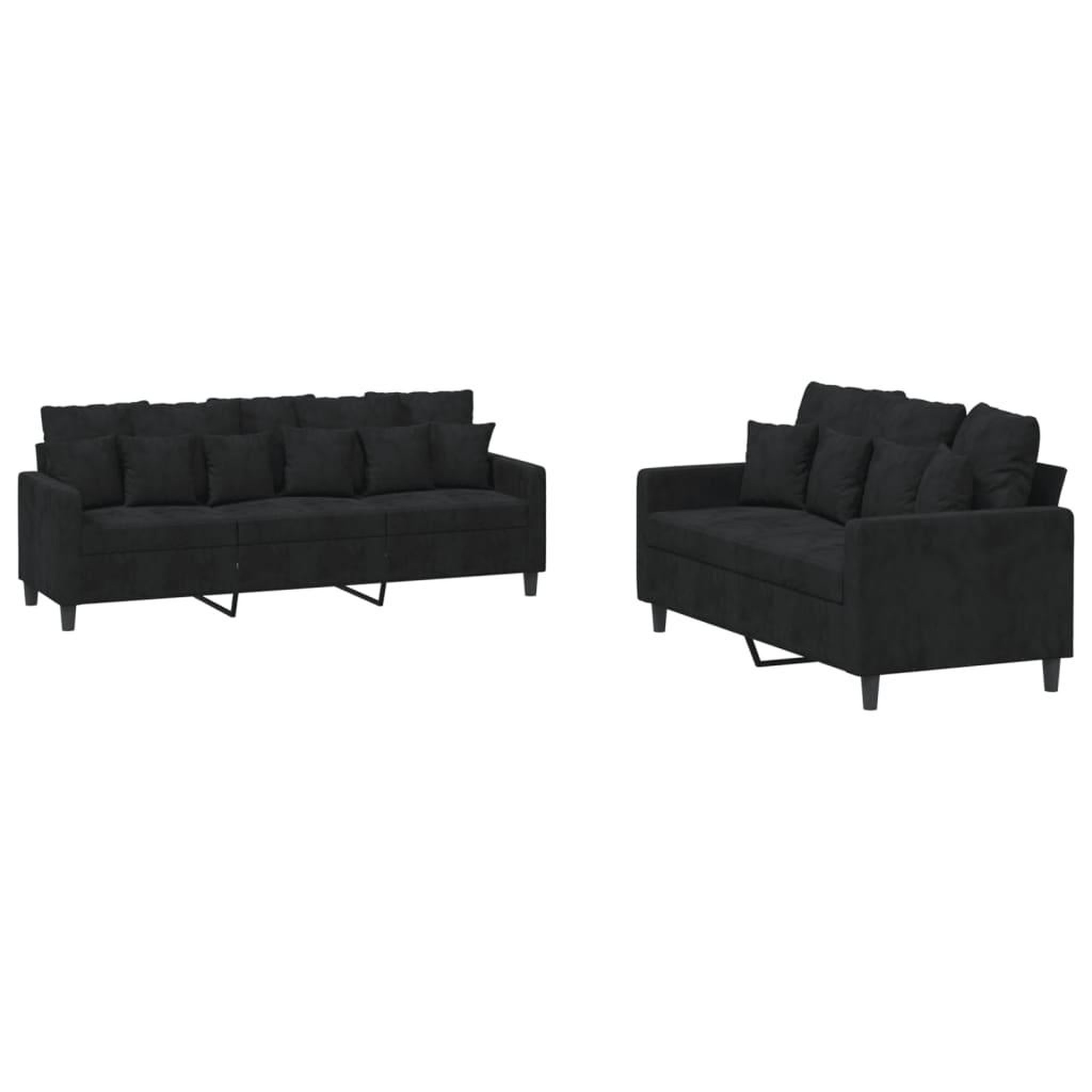 Voir la diapositive 2 : VIDAXL Ensemble de canapes 2 pcs avec coussins Noir Velours