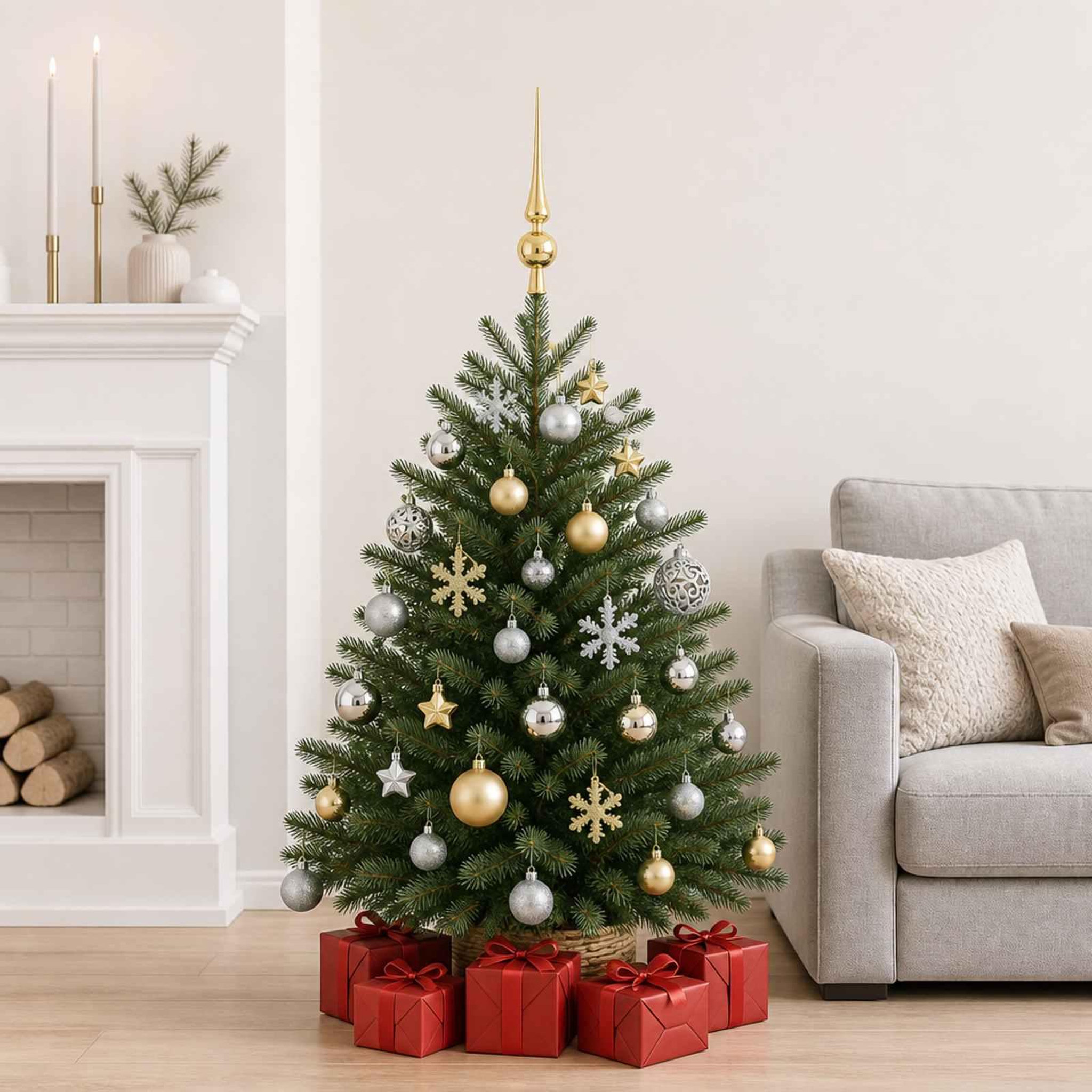 Voir la diapositive 2 : VIDAXL Ensemble de boules de Noël 111 pc Argente et dore Diam. 6 cm