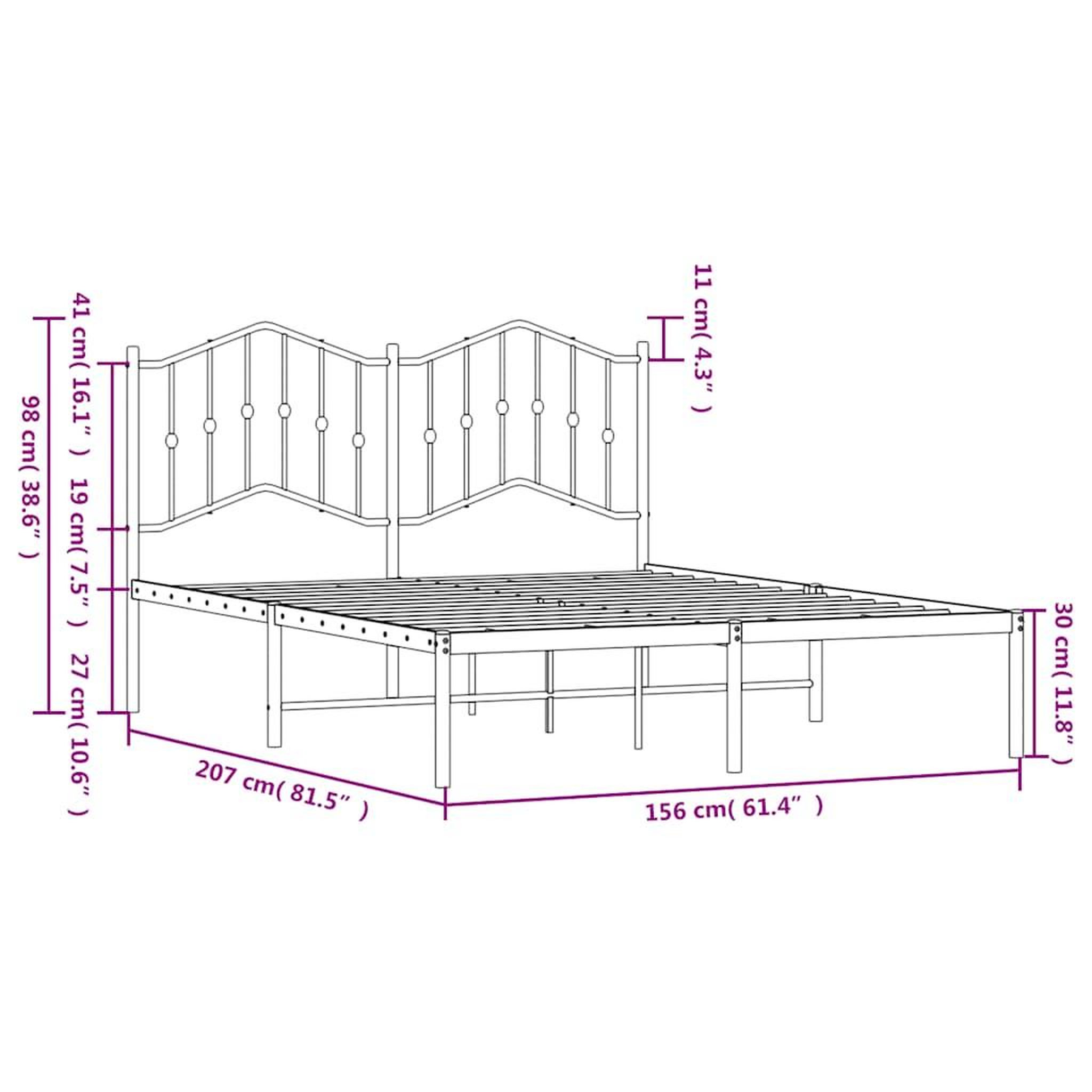Voir la diapositive 6 : VIDAXL Cadre de lit metal sans matelas et tete de lit blanc 150x200 cm