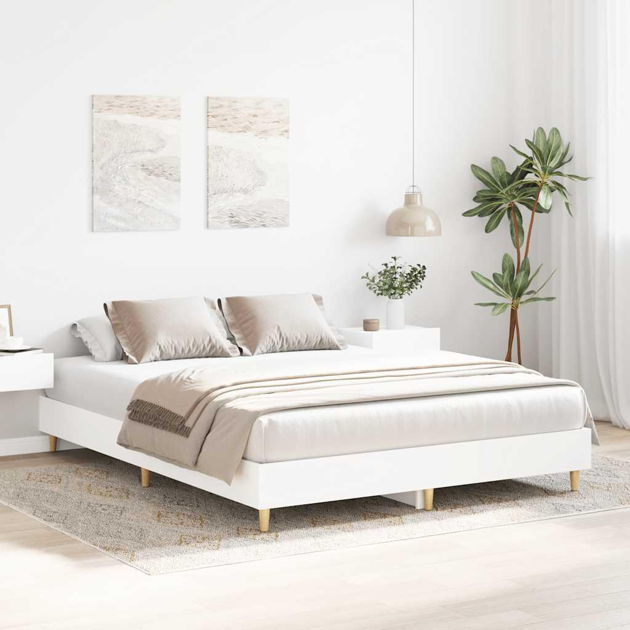 Voir la diapositive 3 : VIDAXL Cadre de lit sans matelas blanc 140x200 cm bois d'ingenierie