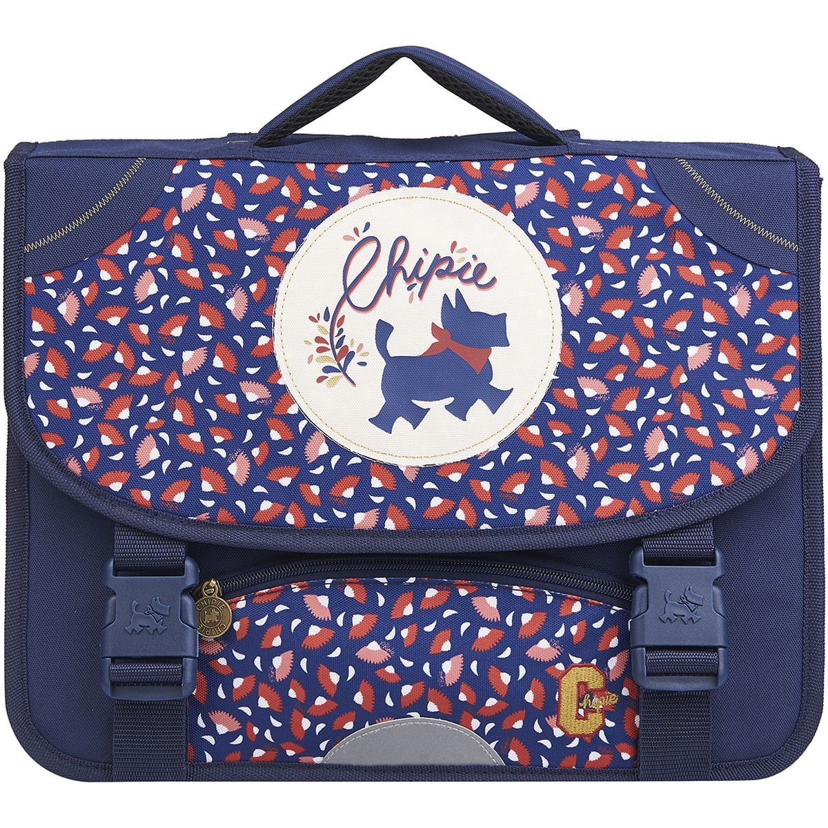CHIPIE Cartable 38 cm CP/CE1/CE2 bleu motifs feuilles