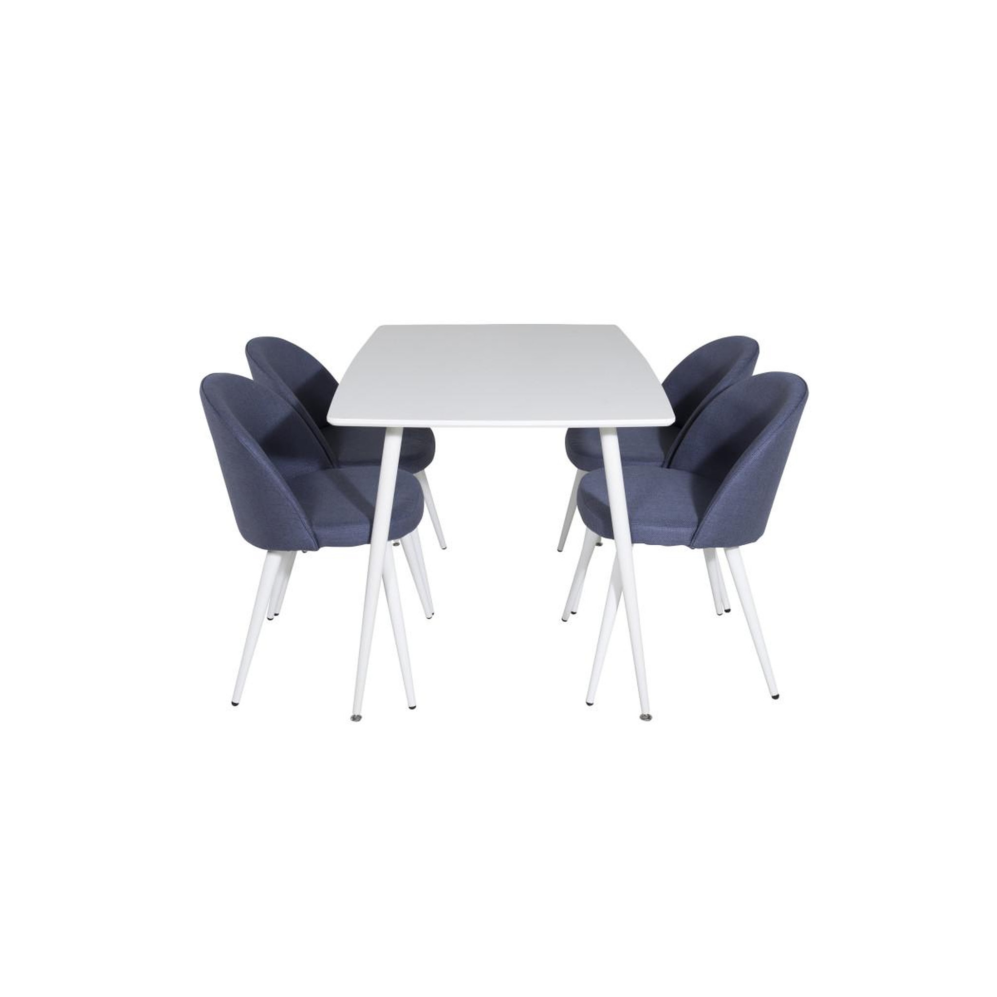 Voir la diapositive 2 : Paris Prix Ensemble table à manger & 4 chaises  polar & velvet  120cm blanc & bleu