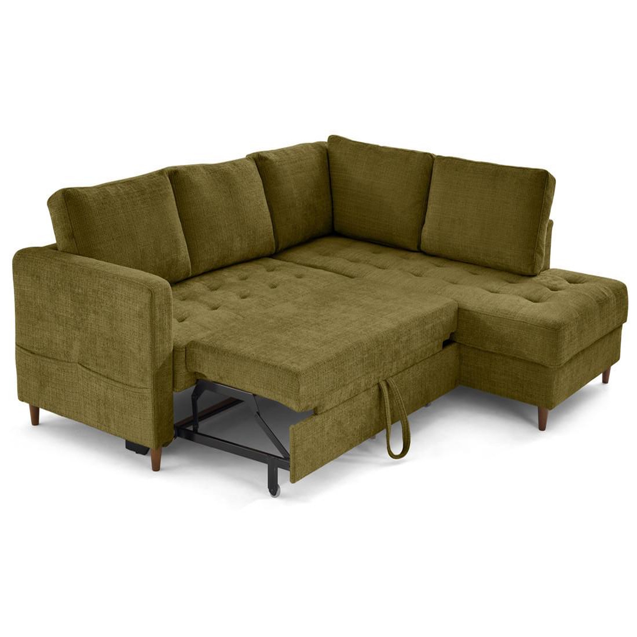 Voir la diapositive 2 : LISA DESIGN Anna - canapé d'angle droit 5 places convertible en velours texturé