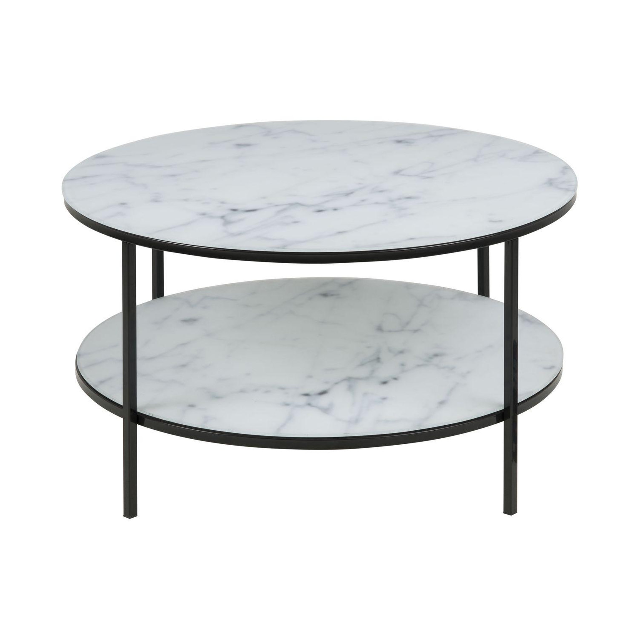 Voir la diapositive 3 : TOILINUX Table basse ronde effet marbre en verre et métal 2 niveaux