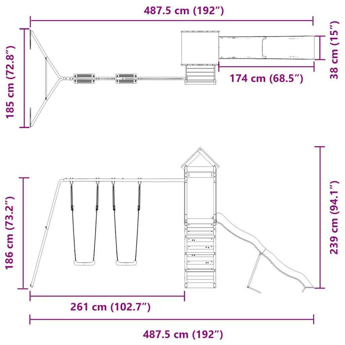 VIDAXL Aire de jeux d'exterieur bois de pin impregne