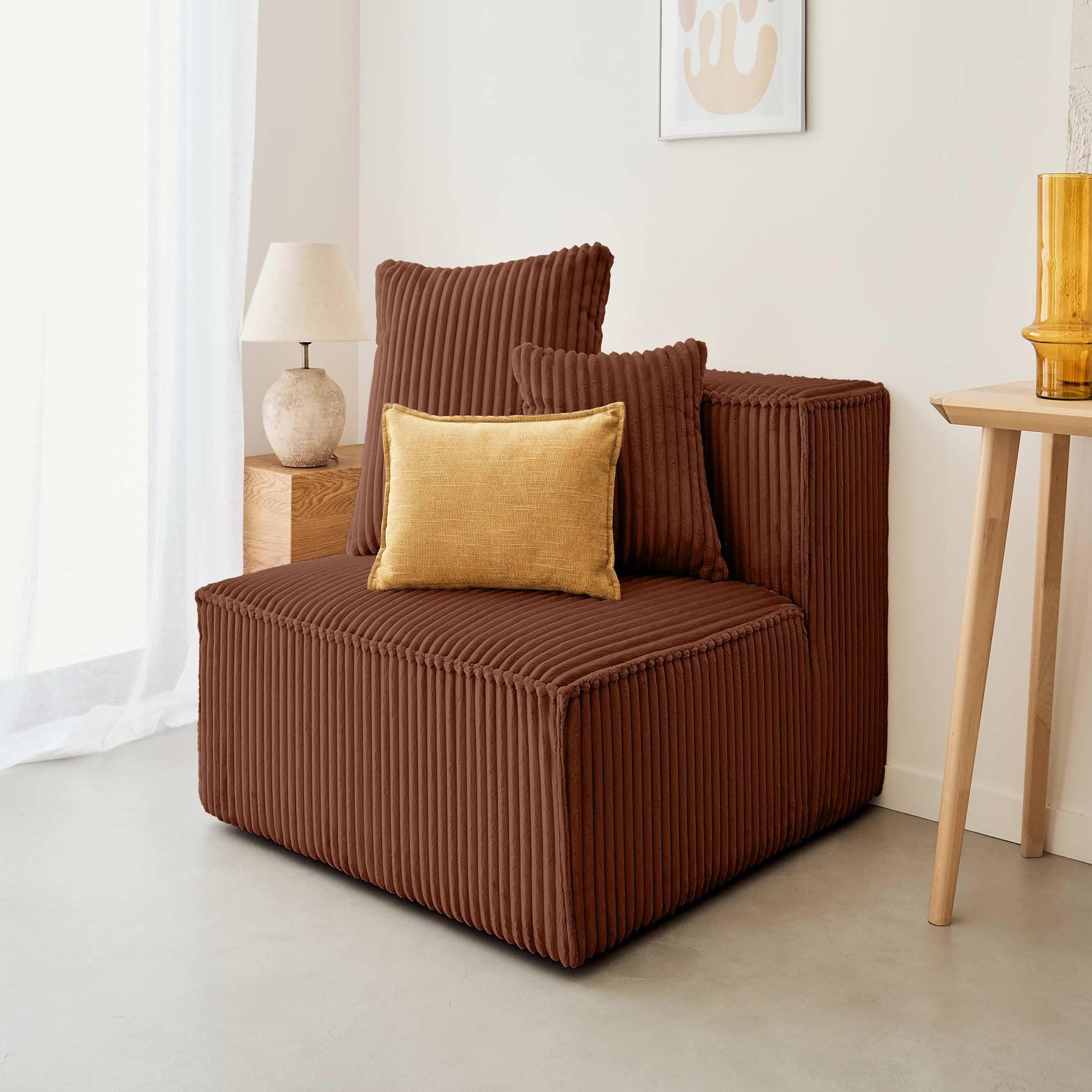 Voir la diapositive 1 : LISA DESIGN Colombine - module d'assise - en velours côtelé grosses côtes