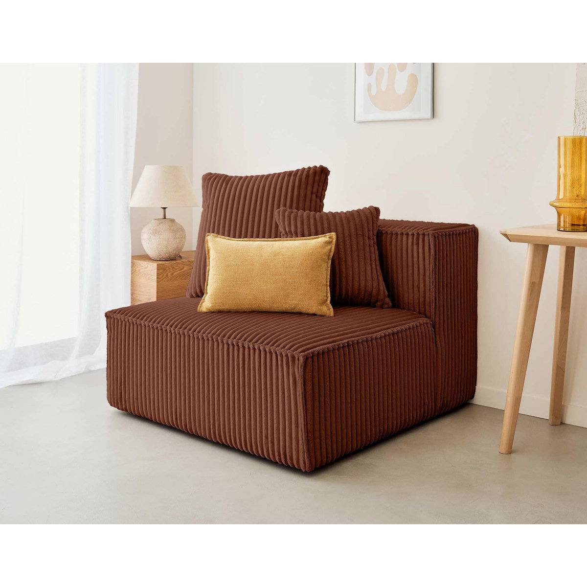 LISA DESIGN Colombine - module d'assise - en velours côtelé grosses côtes