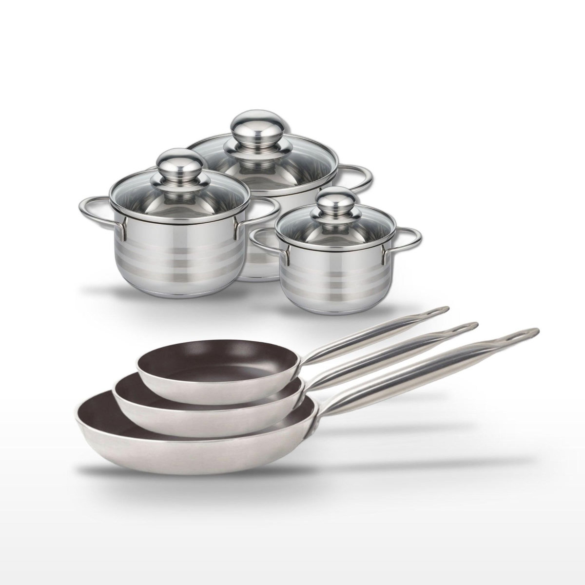 ELO Lot 3 Poêles 24/28/32cm & 3 Faitouts 12/14/16cm Elo Bistro Line