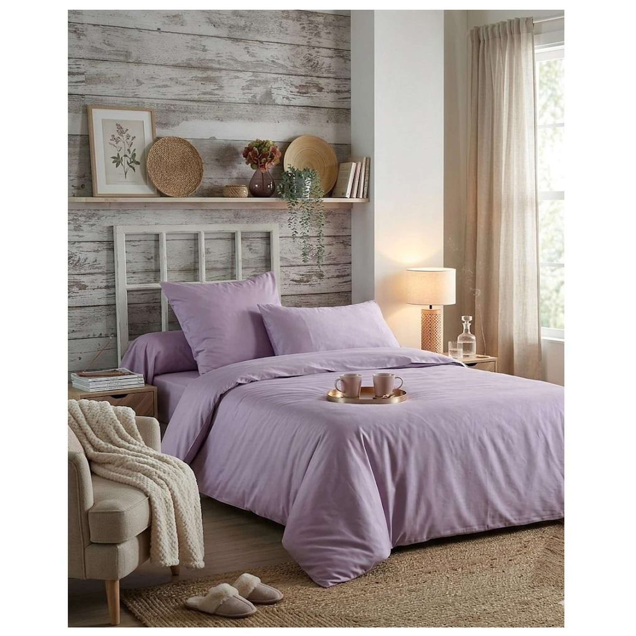 Voir la diapositive 2 : Eden Drap housse percale en coton nuage
