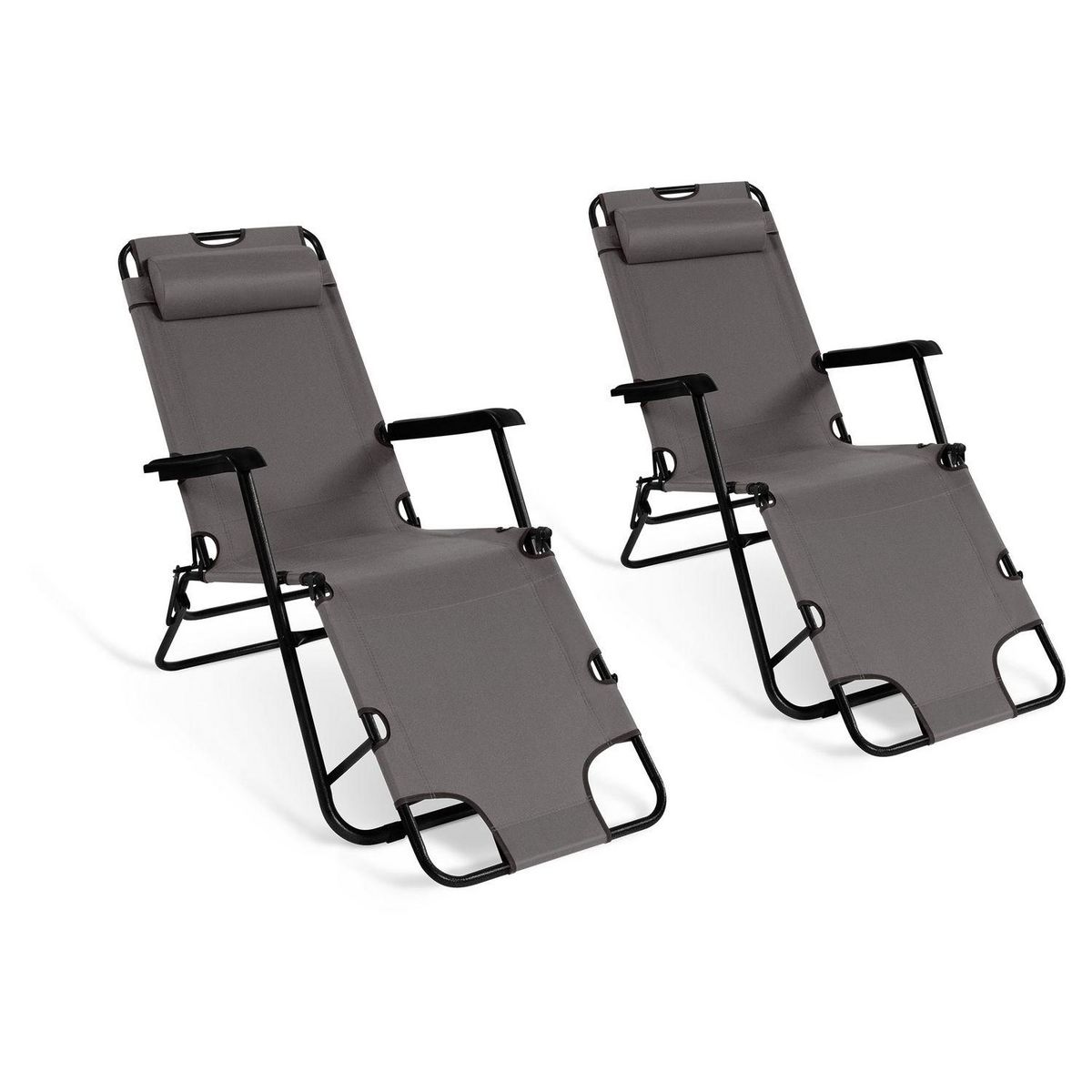 Inkazen Fauteuils relax 2 en 1 gris - Lot de 2