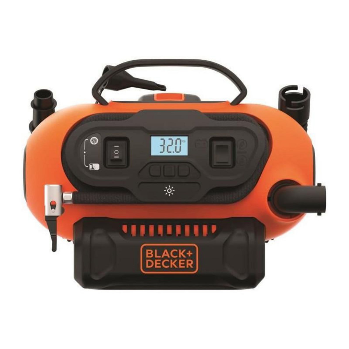 Black et Decker BLACK+DECKER BDCINF18N-QS Gonfleur-Compresseur Filaire Ou Sans Fil - Batterie 18 V/Cable 220 V  - 11 Bars/160 PSI - 3 Aiguilles