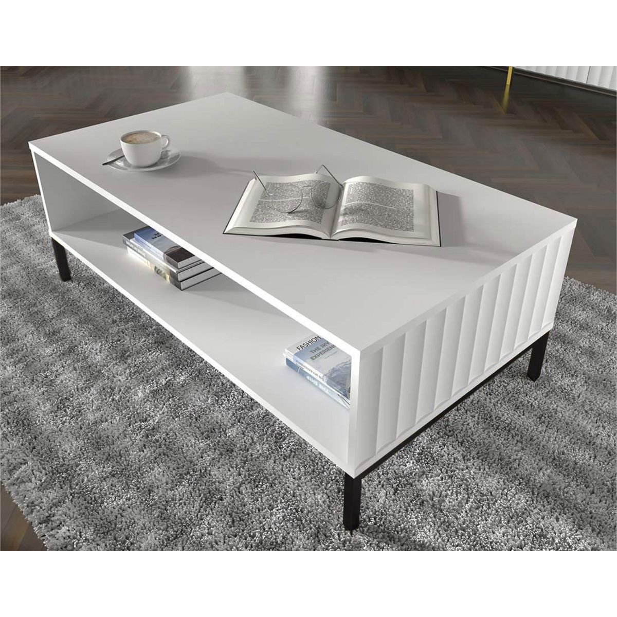 BEST MOBILIER Lara - table basse - pieds noirs - 90 cm