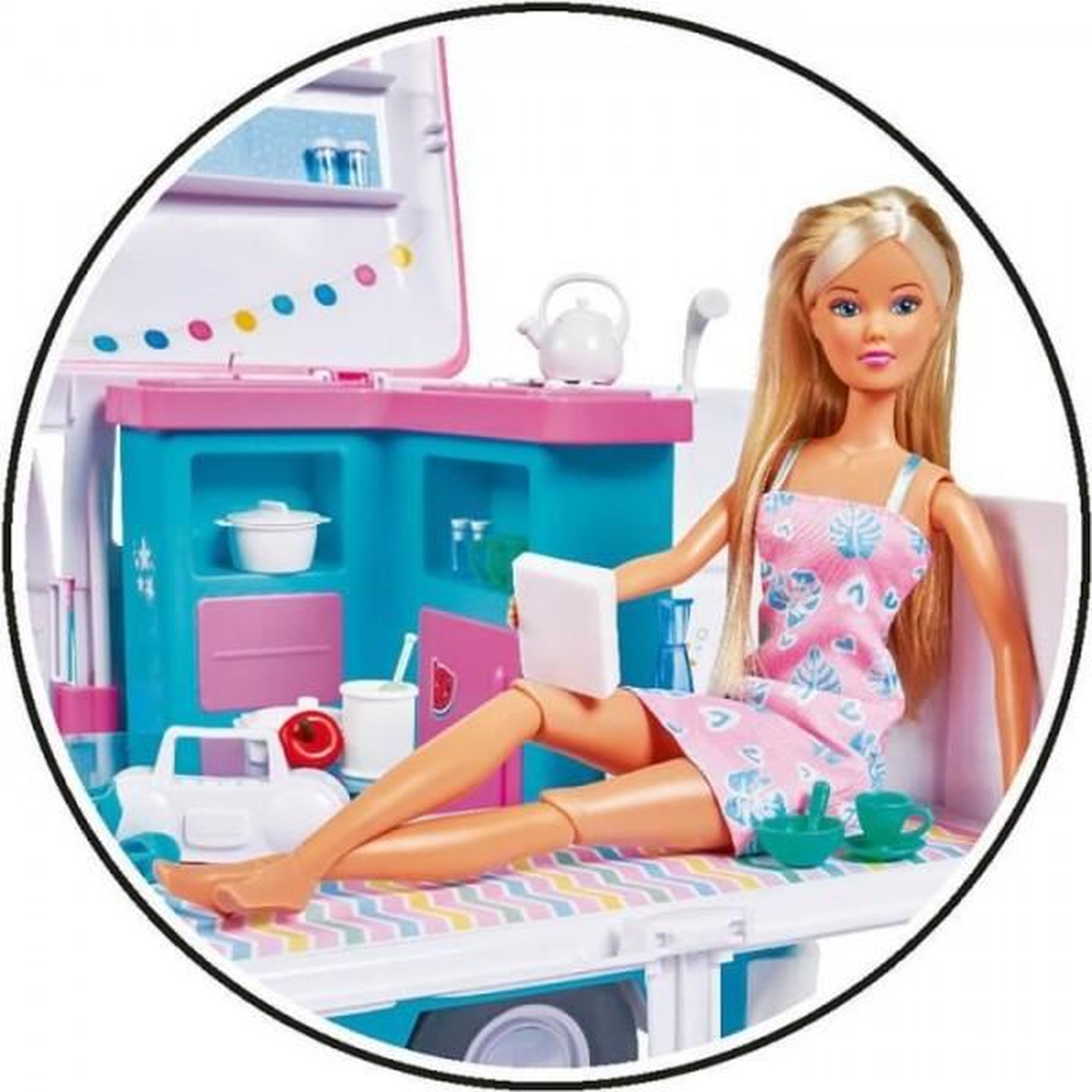 Voir la diapositive 2 : SIMBA.DICKIE.GROUP Poupée mannequin 29cm Steffi love et son camping car qui s'ouvre