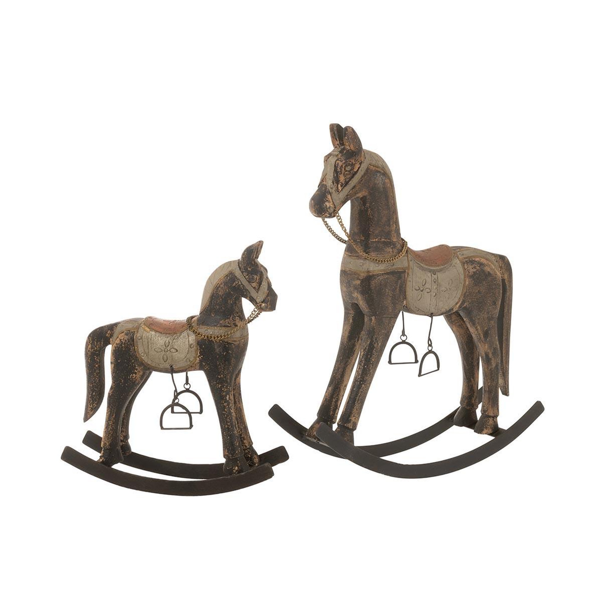 Voir la diapositive 2 : J-LINE Cheval à bascule en bois  jerrod  49cm multicolore