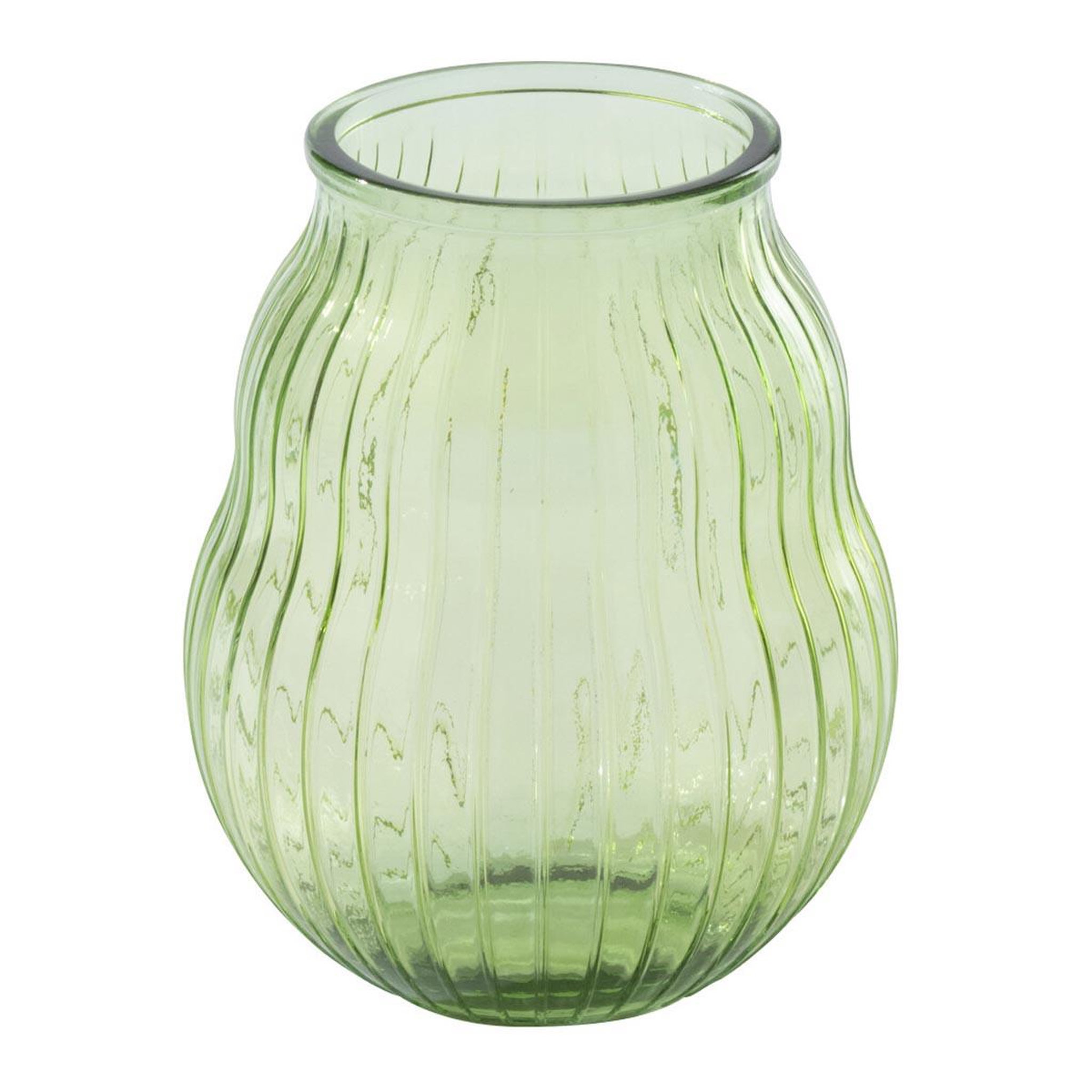 J-LINE Photophore design en verre  ligné  35cm vert clair