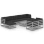 Voir la diapositive 2 : VIDAXL Salon de jardin 10 pcs avec coussins Gris Bois de pin massif