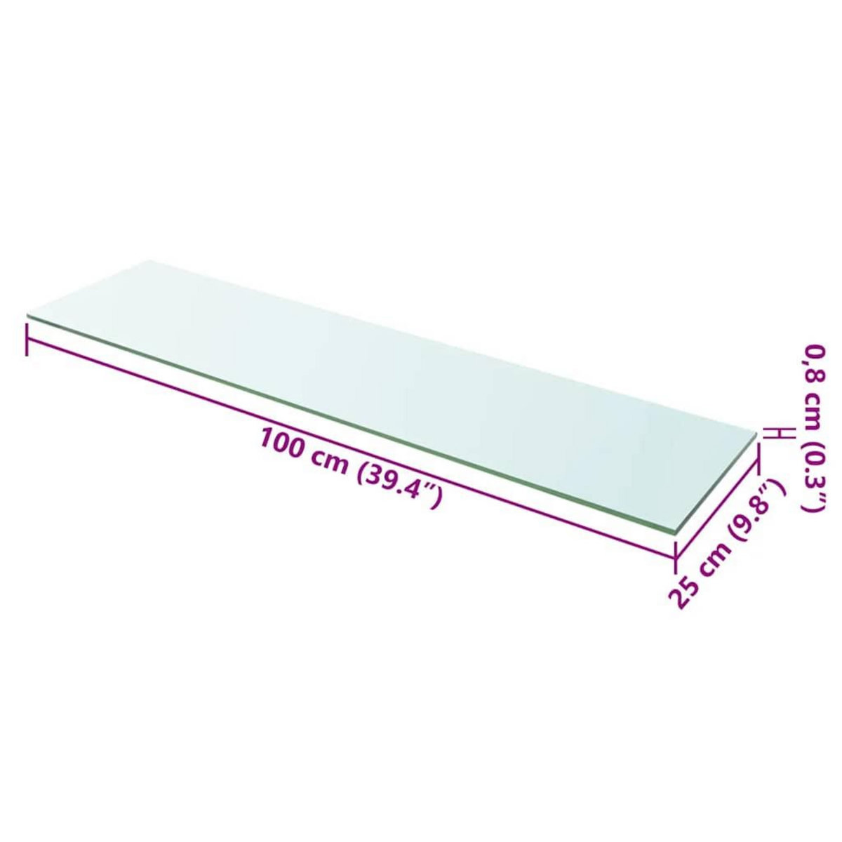 VIDAXL Panneaux d'etagere 2 pcs Verre Transparent 100 x 25 cm