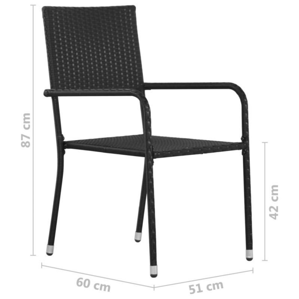 VIDAXL Chaise à dîner de jardin empilable lot de 6 noir résine tressée
