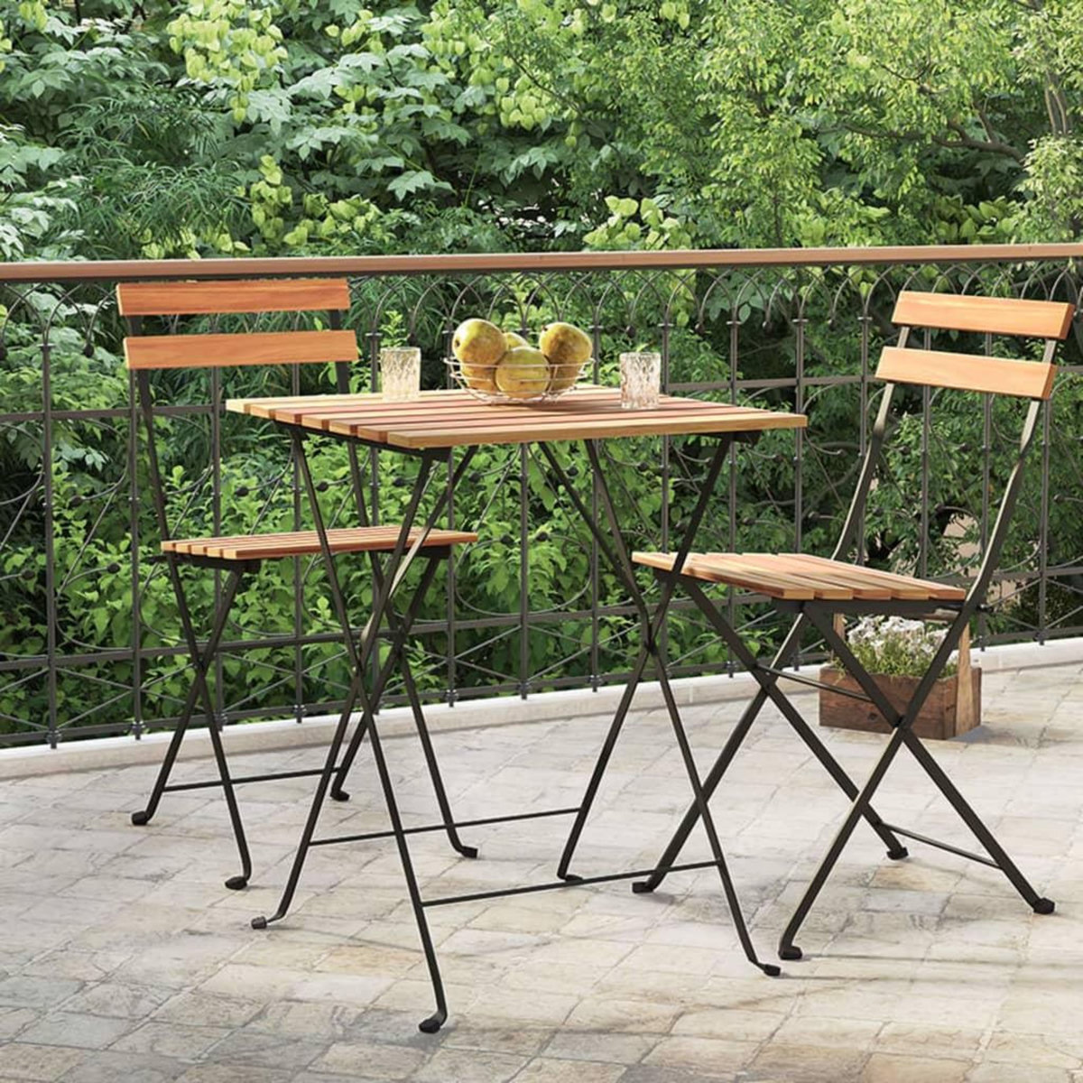 VIDAXL Table de bistro pliante 55x54x71cm Bois de teck solide et acier