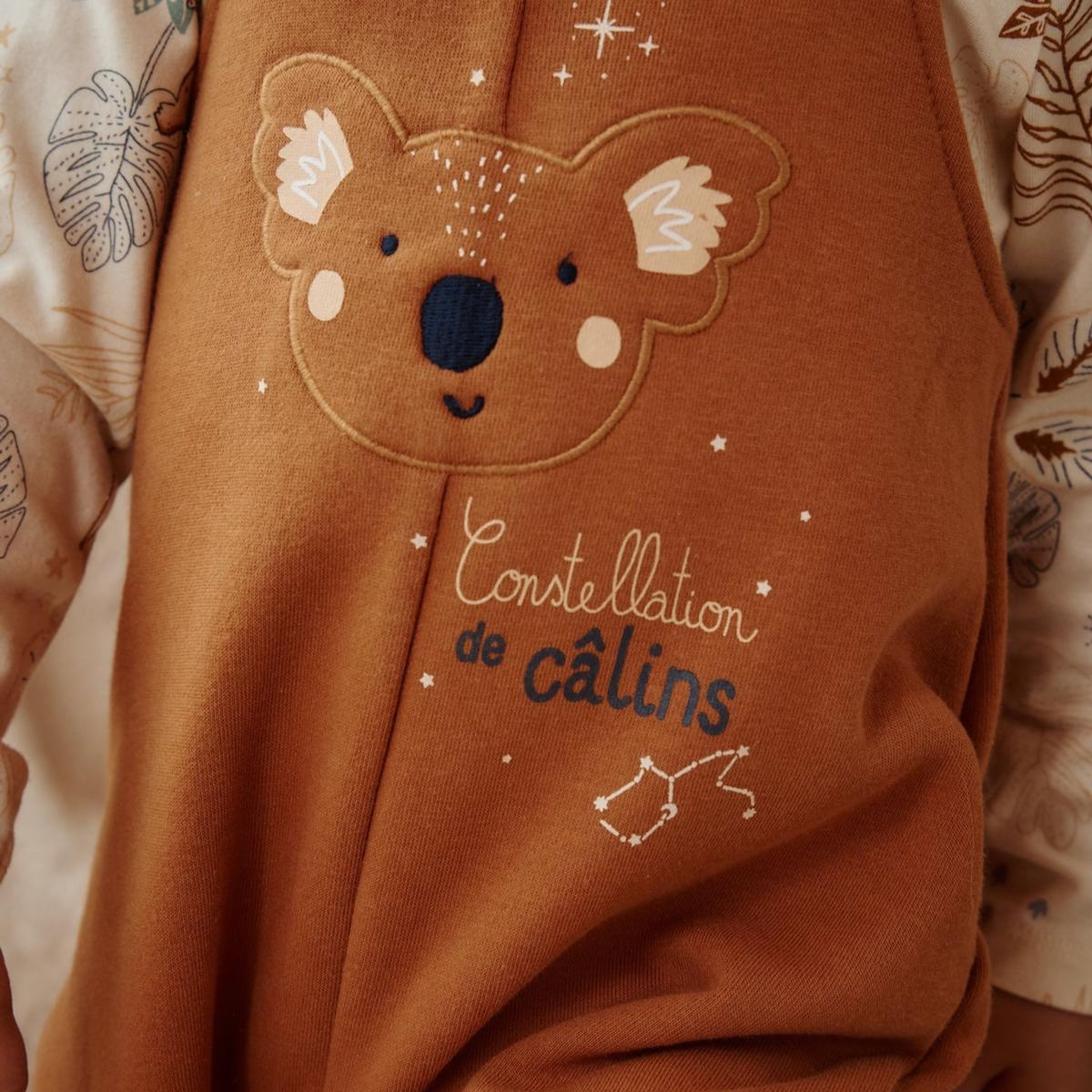 Petit Béguin Ensemble salopette bébé en molleton et t-shirt Constellation