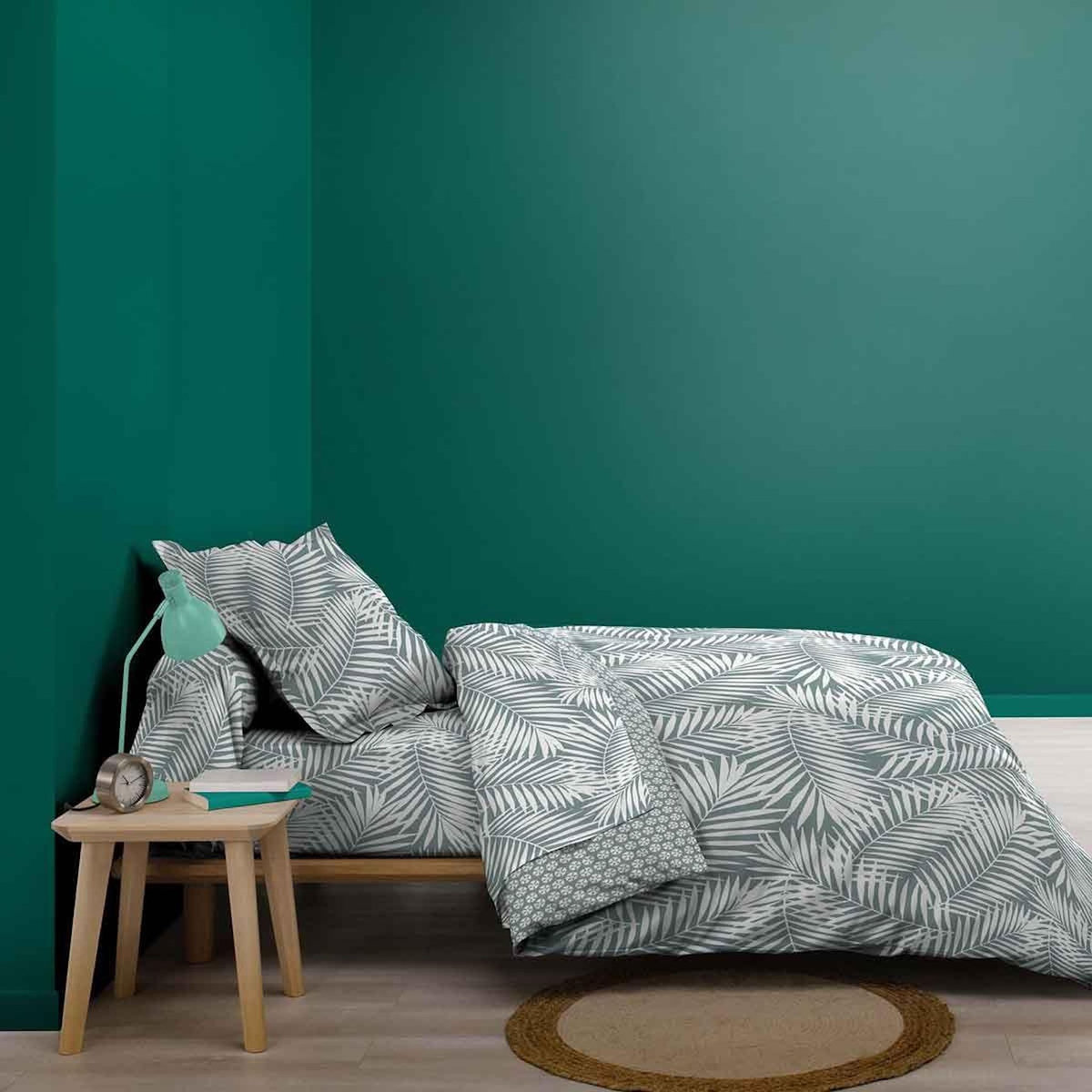 Paris Prix Drap Housse en Coton  Botania  90x190cm Sauge
