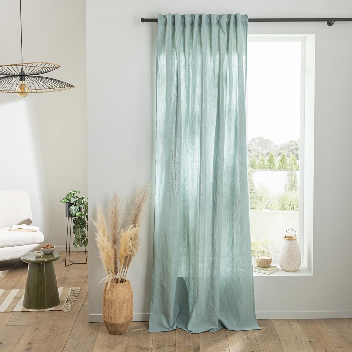 FUTURE HOME Rideau uni en gaze de coton pattes cachées à l'unité 140x300cm
