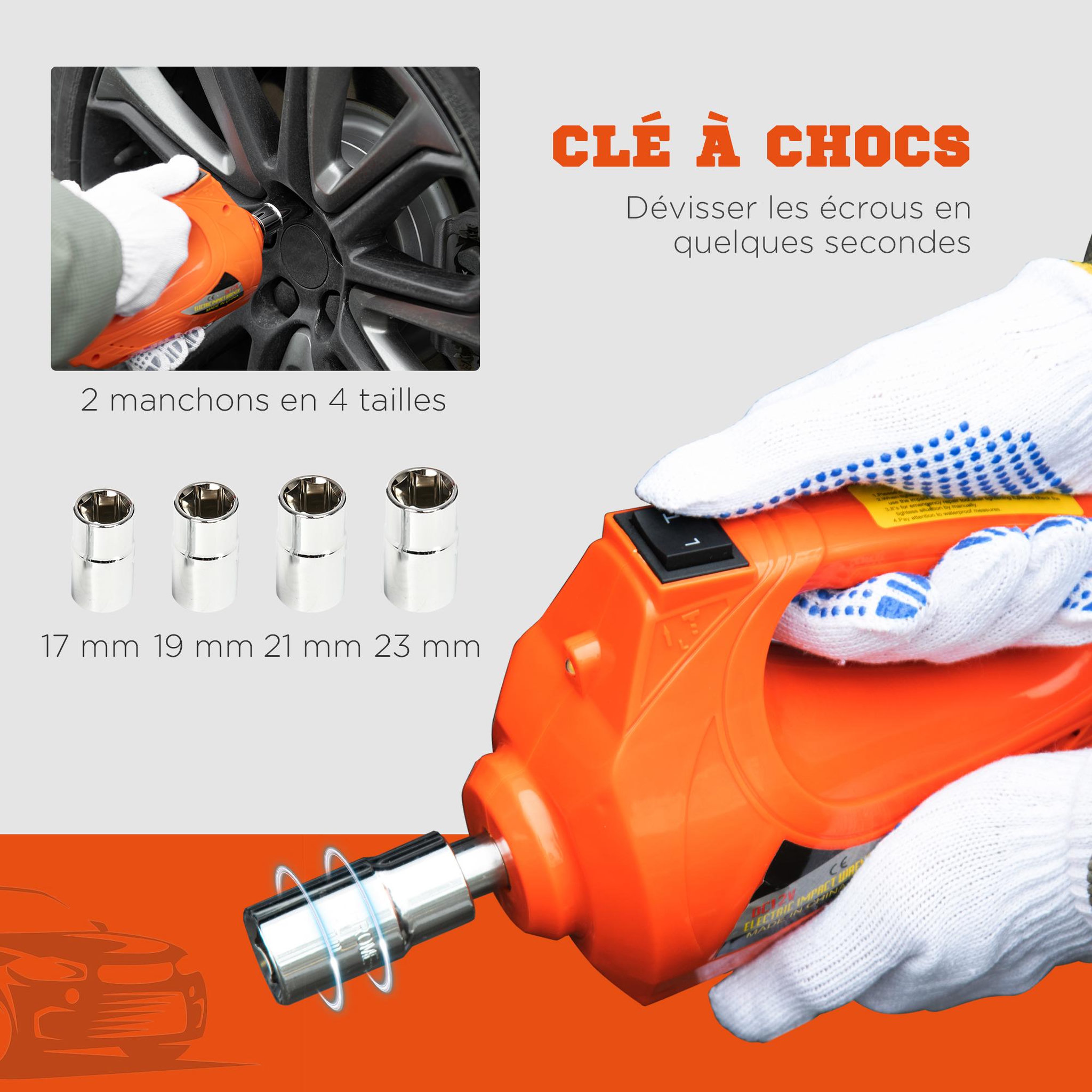Voir la diapositive 5 : HOMCOM Cric électrique 5 t 12 V - cric hydraulique électrique - cric de levage voiture - clé à chocs, gants, mallette inclus