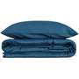 Voir la diapositive 2 : GENERIQUE Parure de lit - 1 housse de couette 140 x 200cm + 1 taies d'oreiller 60 x 60 cm - Satin - Imprimé rayures Bleu