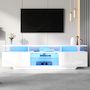 Voir la diapositive 2 : MERAX Meuble tv blanc 160 cm led mdf
