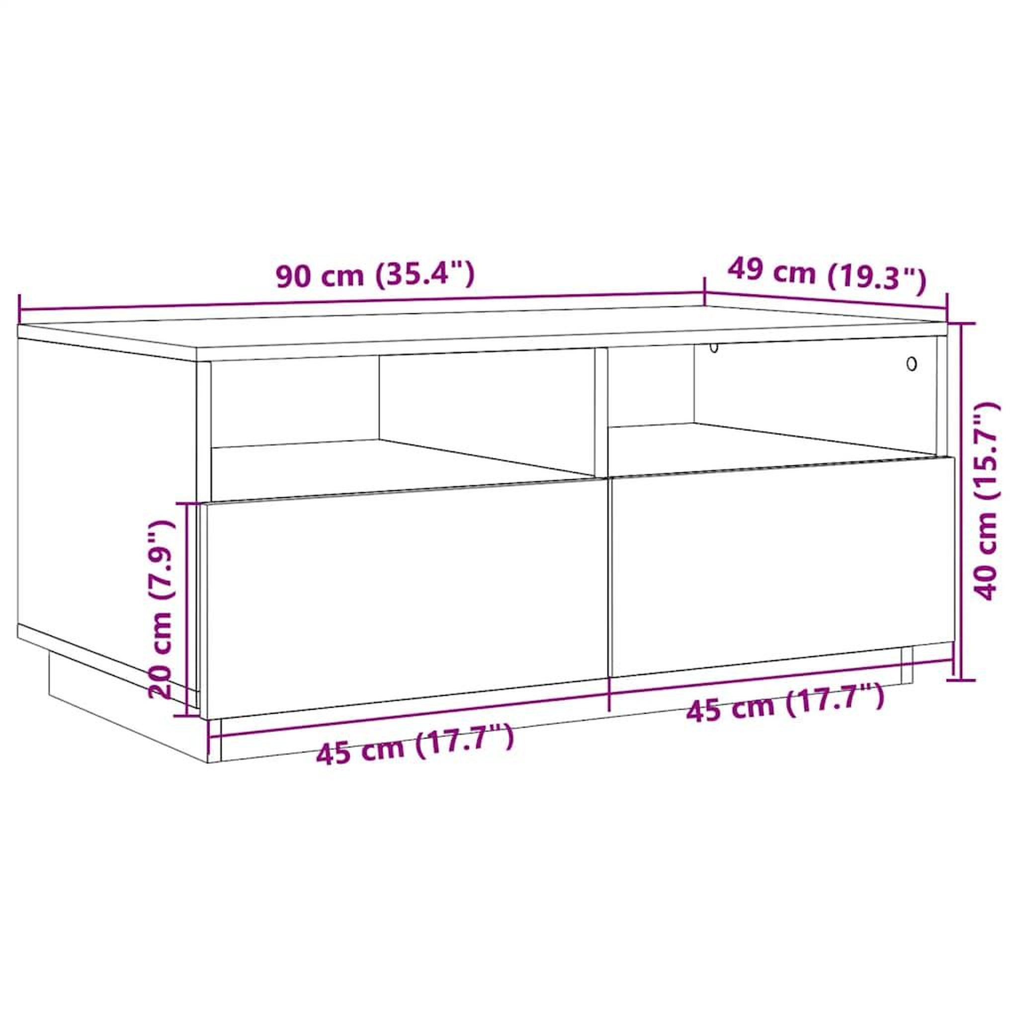 Voir la diapositive 6 : VIDAXL Table basse avec lumieres LED chene marron 90x49x40 cm