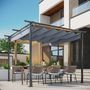 Voir la diapositive 2 : OUTSUNNY Pergola rétractable 3L x 3l x 2,30H m structure métal époxy anticorrosion noire + toile polyester haute densité 180 g/m² incluse gris