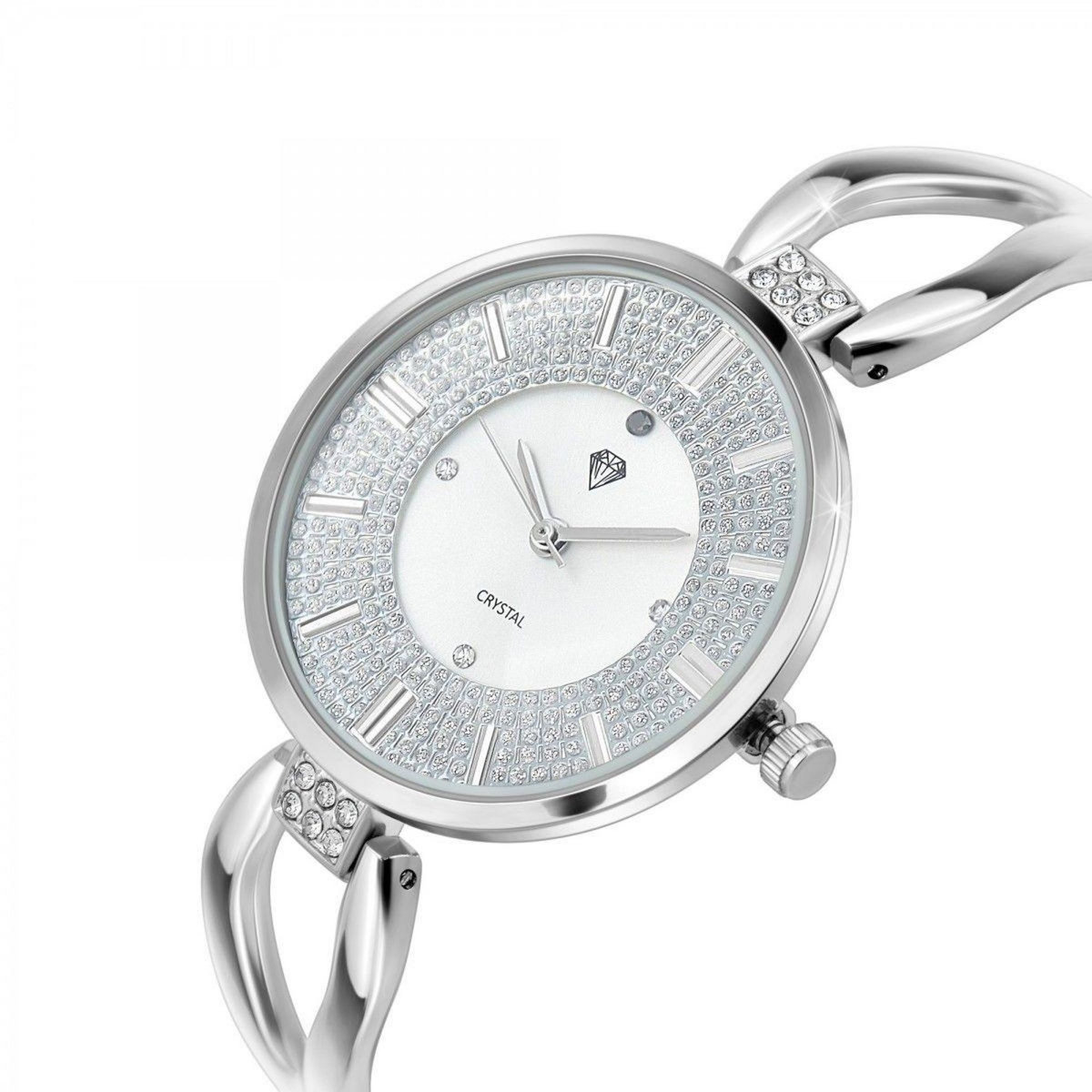 SC CRYSTAL Montre Emilie SC Crystal ornée d'un véritable diamant noir et de 15 Cristaux Scintillants