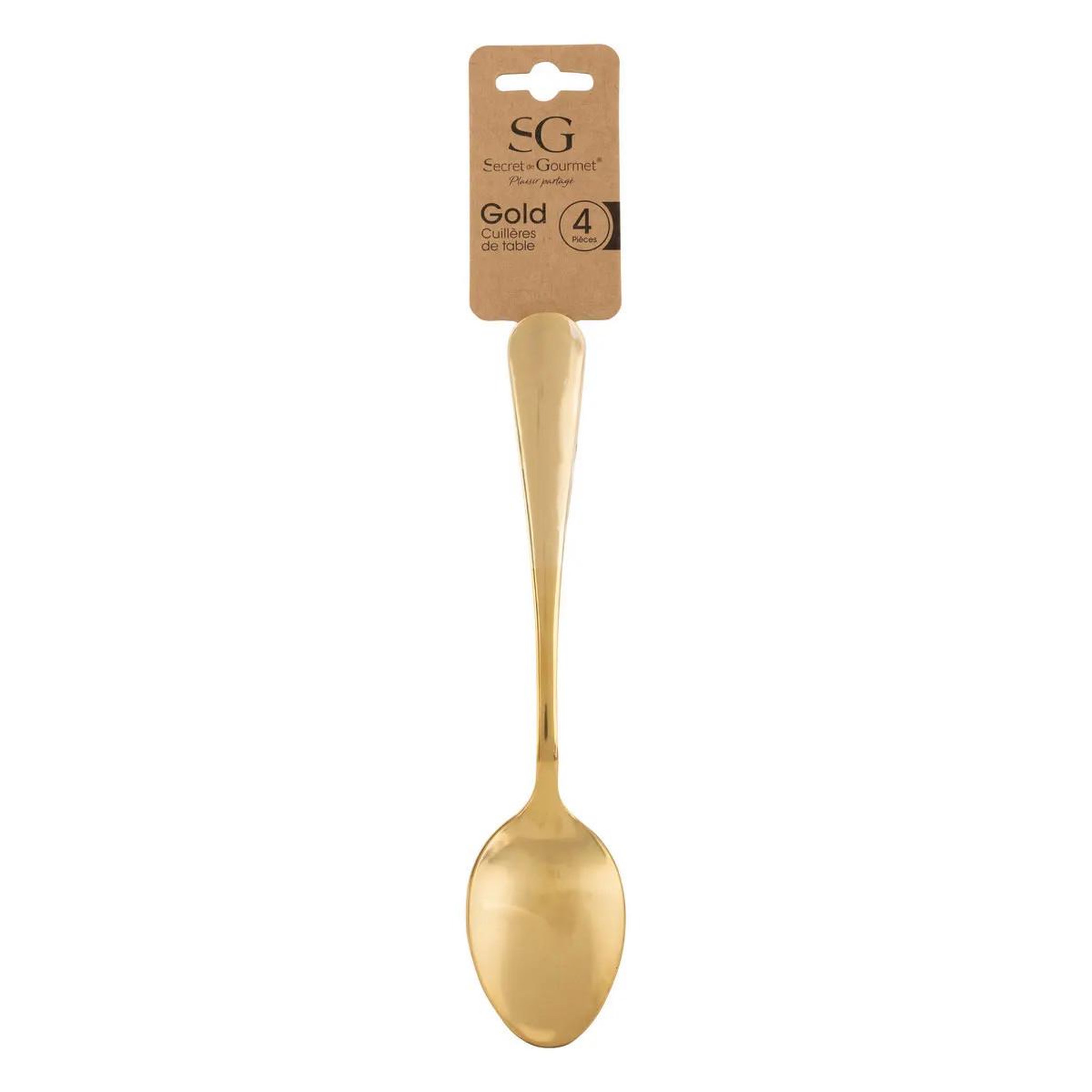 Voir la diapositive 3 : SECRET DE GOURMET Lot de 4 Cuillères à Soupe en Inox  Gold  20cm Or
