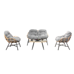 CONCEPT USINE Salon de jardin 4 places canapé + fauteuils gris foncé EVORA