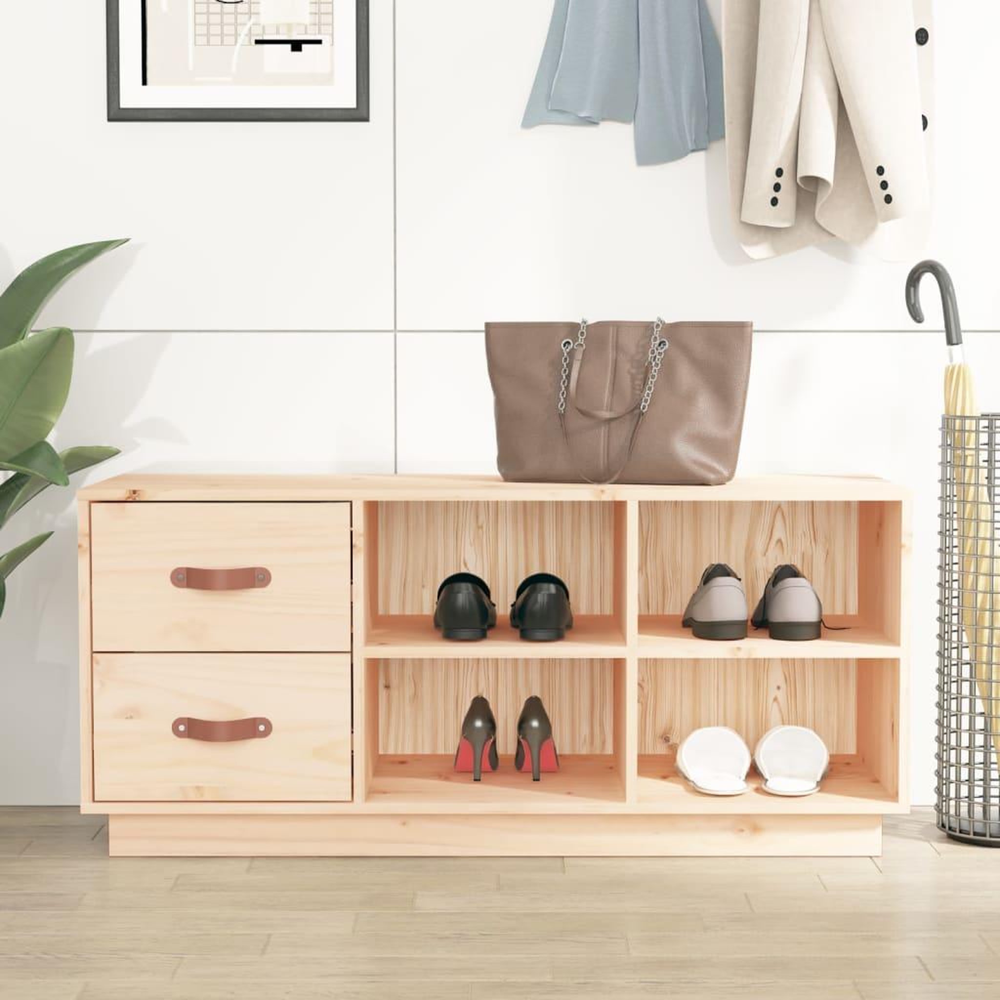 Voir la diapositive 1 : VIDAXL Banc a chaussures 100x34x45 cm Bois de pin massif