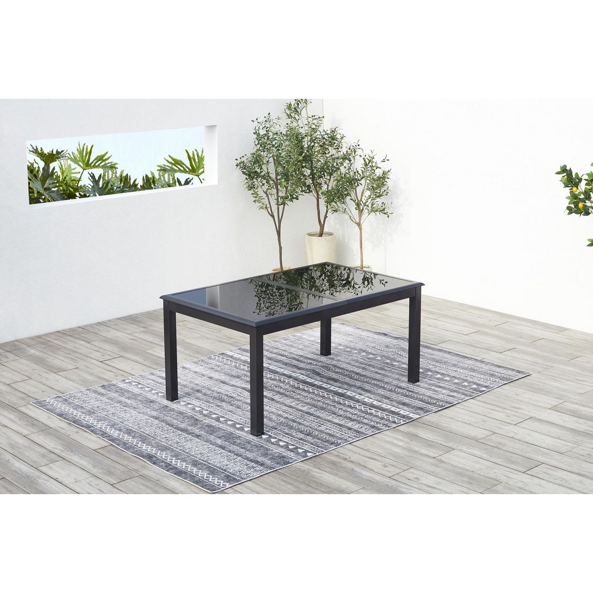 CONCEPT USINE Table de jardin et 8 chaises en aluminium gris RAVENNE