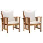 VIDAXL Chaises de jardin avec coussins lot de 2 Bois d'acacia massif
