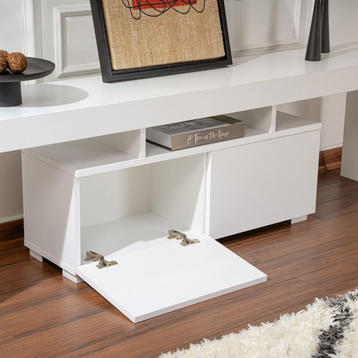 CONCEPT USINE Meuble TV avec placards blanc 180cm BASO