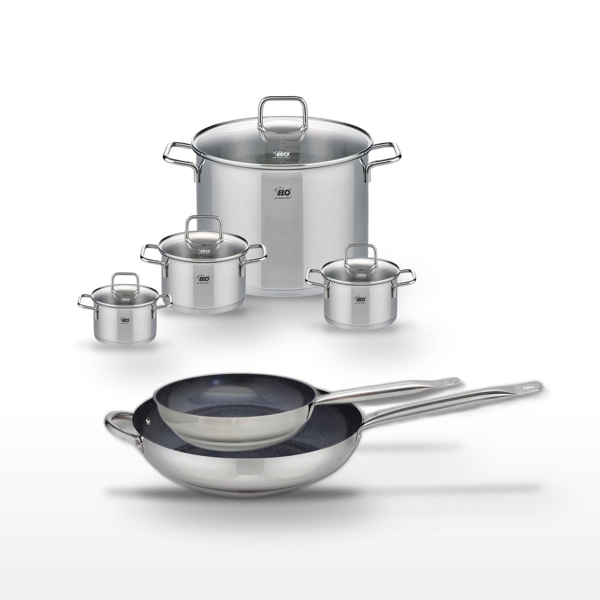 ELO Lot Poêles 24/32cm et Faitouts 12/14/16/26cm Elo Profi Therm Platinum