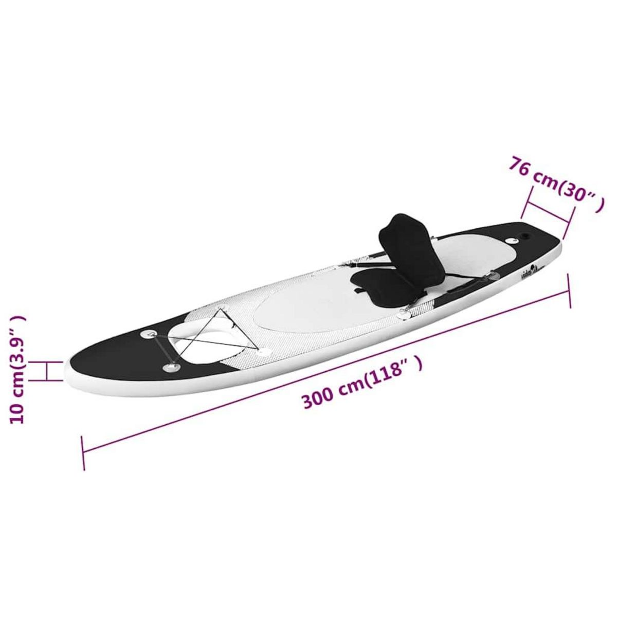 VIDAXL Ensemble de planche SUP gonflable Noir 300x76x10 cm