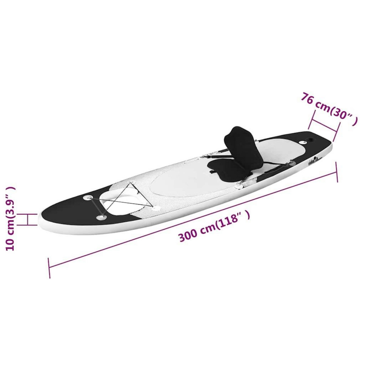 VIDAXL Ensemble de planche SUP gonflable Noir 300x76x10 cm