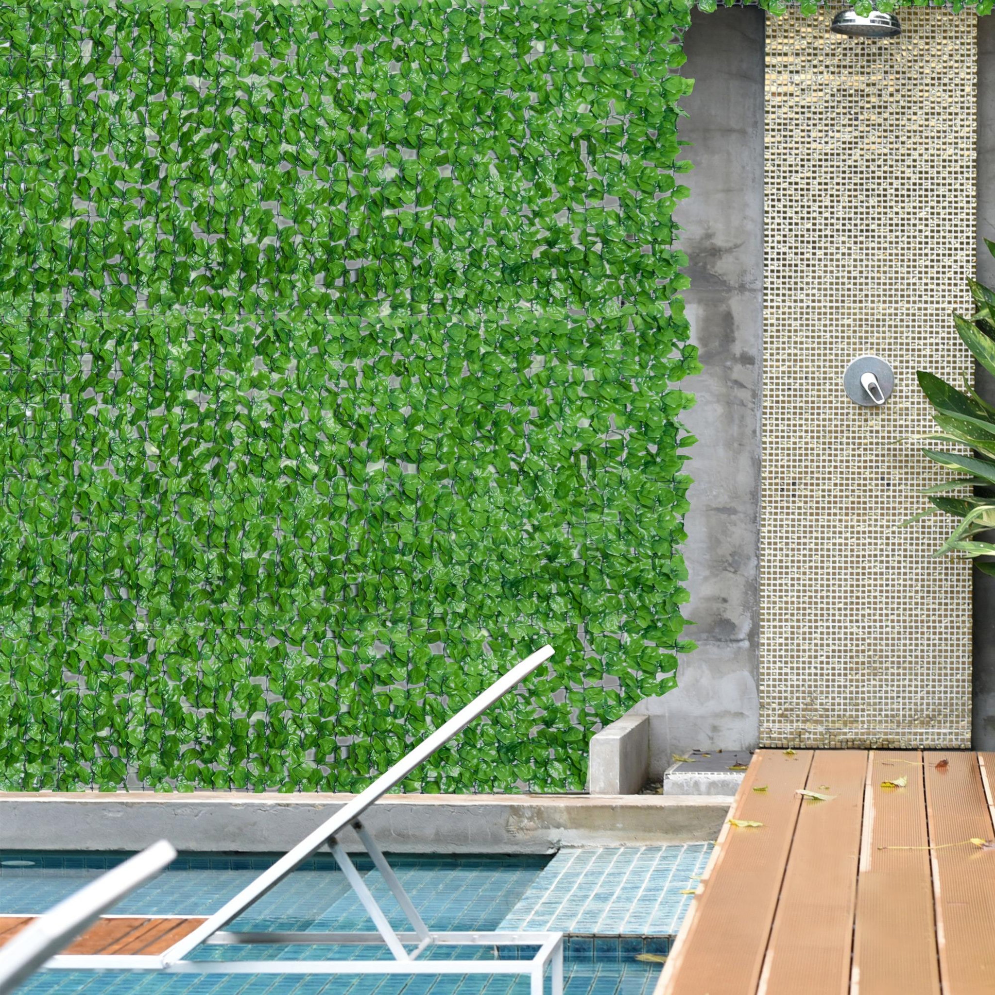 Voir la diapositive 2 : OUTSUNNY Haie artificiel érable brise-vue décoration rouleau 3L x 1H m  feuillage réaliste anti-UV vert
