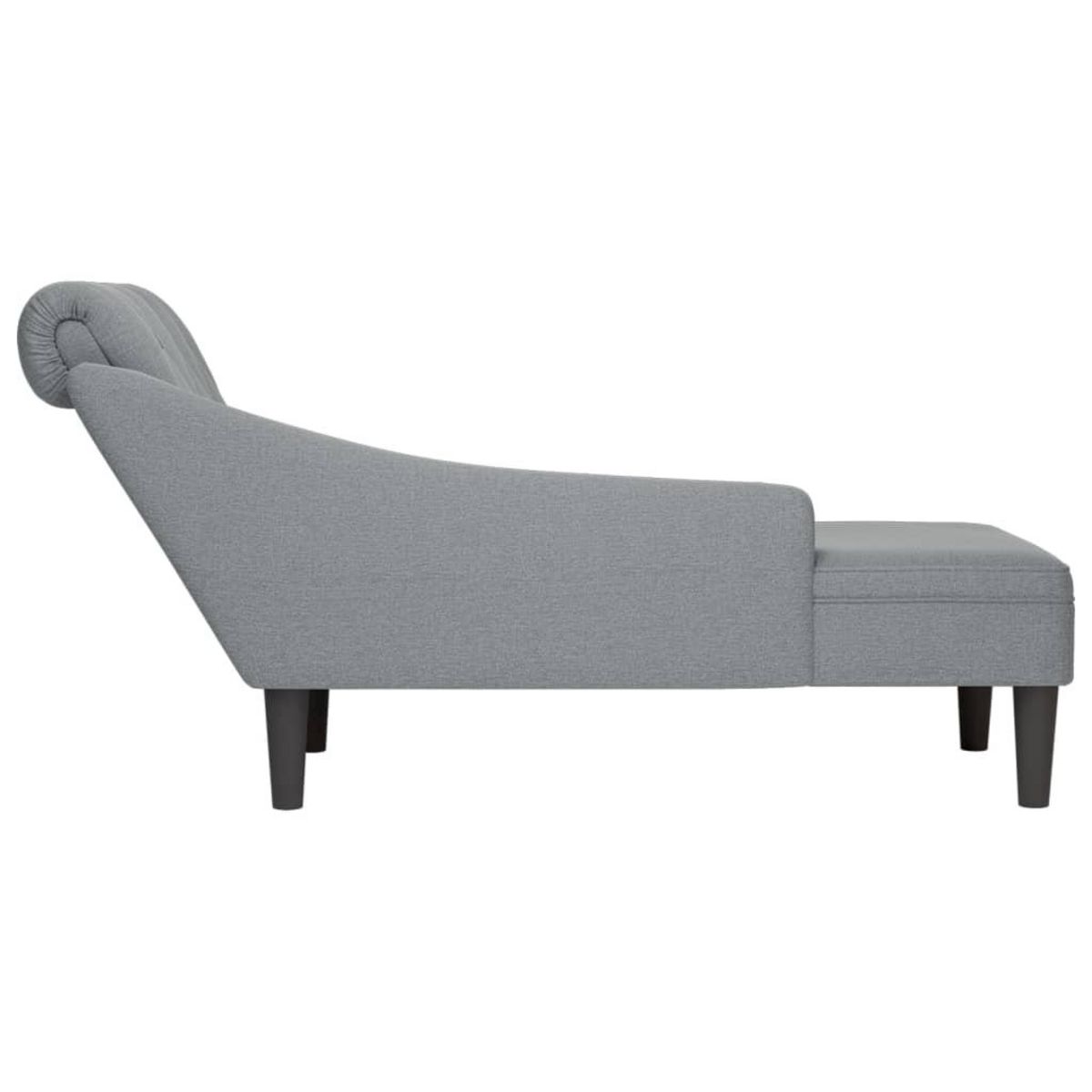 VIDAXL Fauteuil long avec coussin et accoudoir droit gris clair tissu